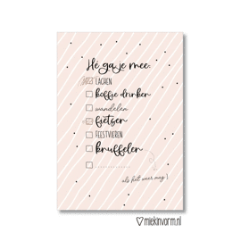Postkaart Hé, ga je mee... / Miek in vorm